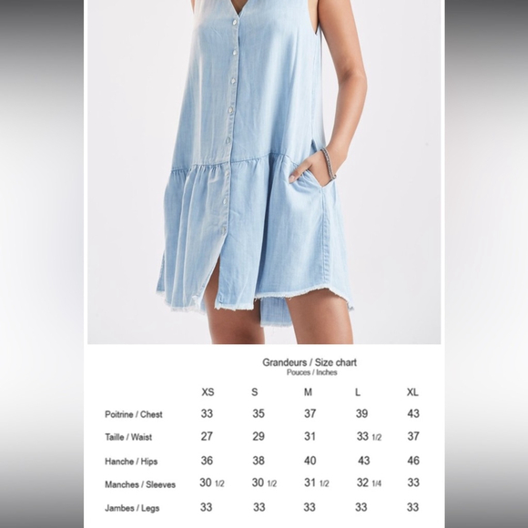 NWT MELISSA NEPTON white wash denim look dress with raw hem - Picture 2 of 4